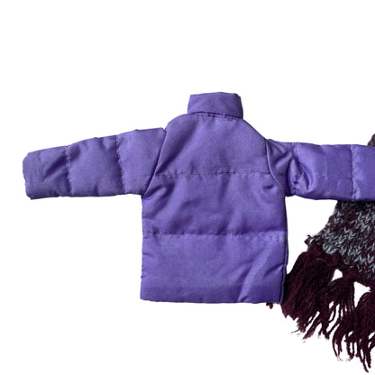 Barbie Purple & Silver Puffer Winter Jacket with Scarf