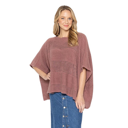 NEW Open Knit Poncho Mauve OS