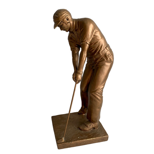 Austin Sculpture Signed Citron Golfer Tee Off 17" Statue