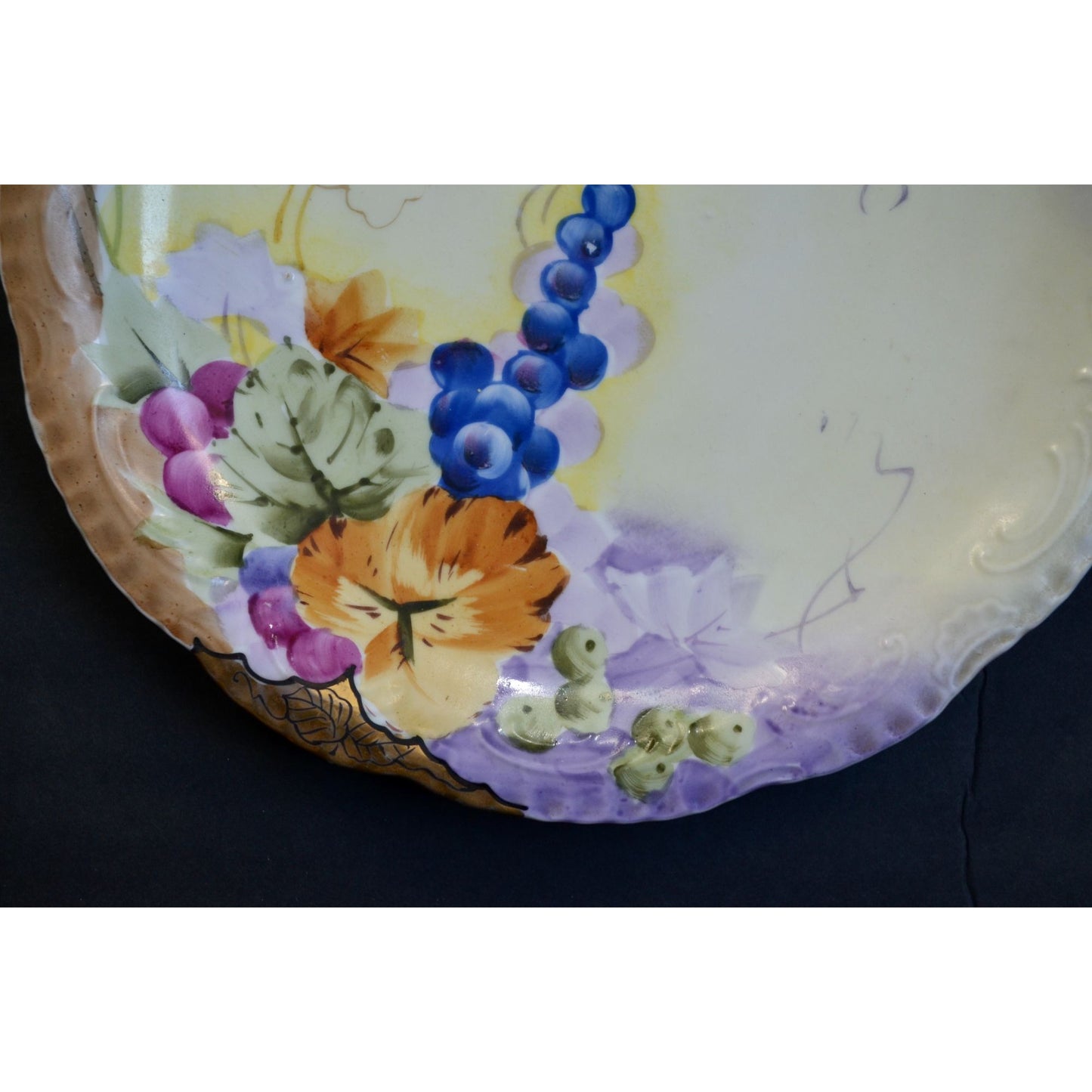 Nippon Handpainted Floral Dinner Plate Gold Trim