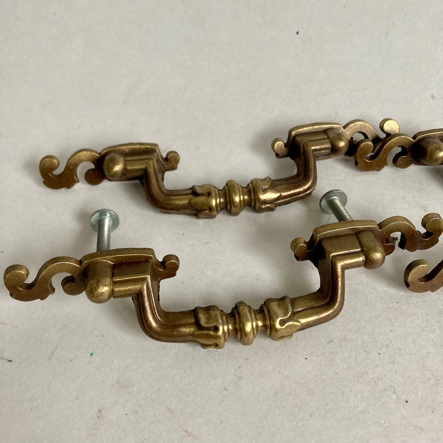 Lot 4 Vintage Drawer Pulls Retro MCM Brass? Handles