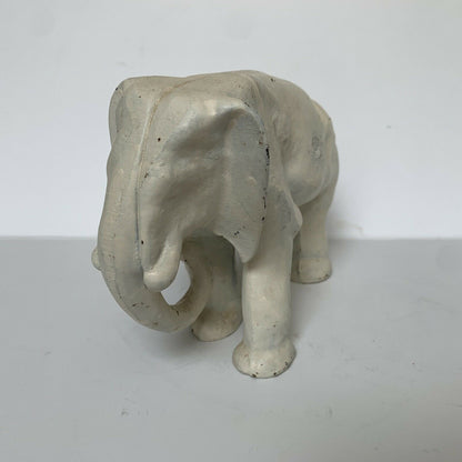 Vintage Cast Metal Painted White Elephant Figurine