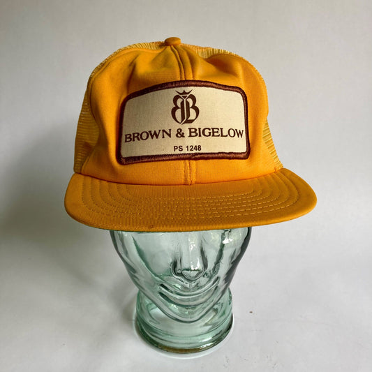 Vintage Brown & Bigelow Snapback Hat Trucker's Cap Yellow