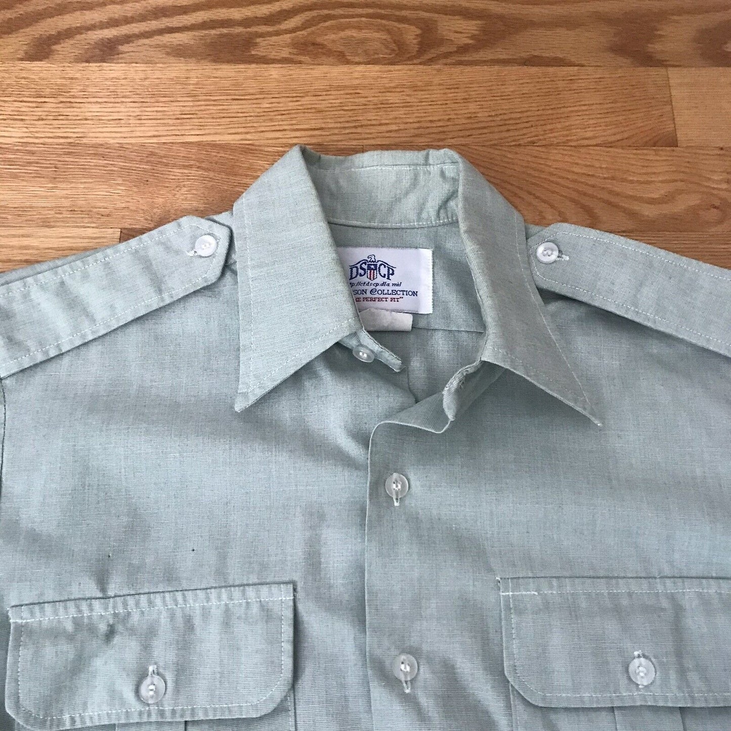Army Green Dress Shirt Long Sleeve Class A Size 34/35 x 15 DSCP AG-415