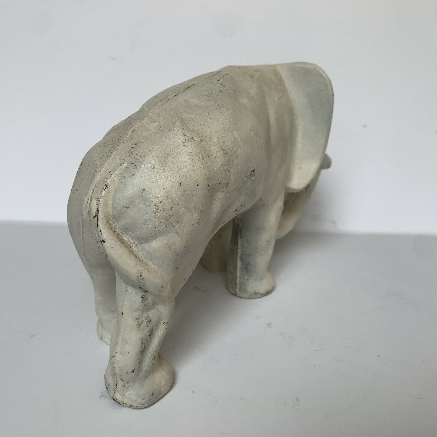 Vintage Cast Metal Painted White Elephant Figurine