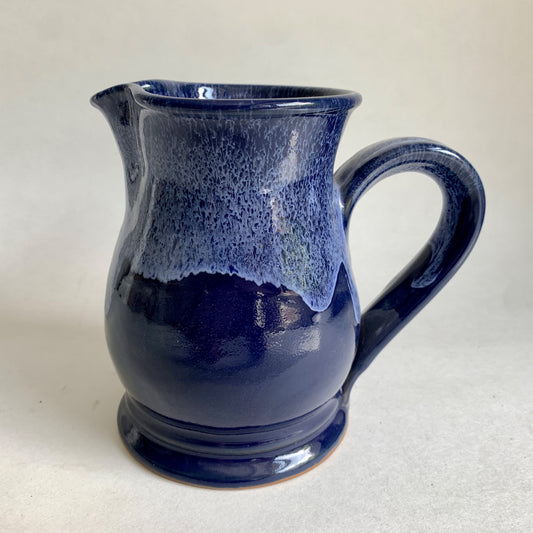Deneen Pottery Vintage Blue Drip Handled Pitcher Ceramic 5.75"