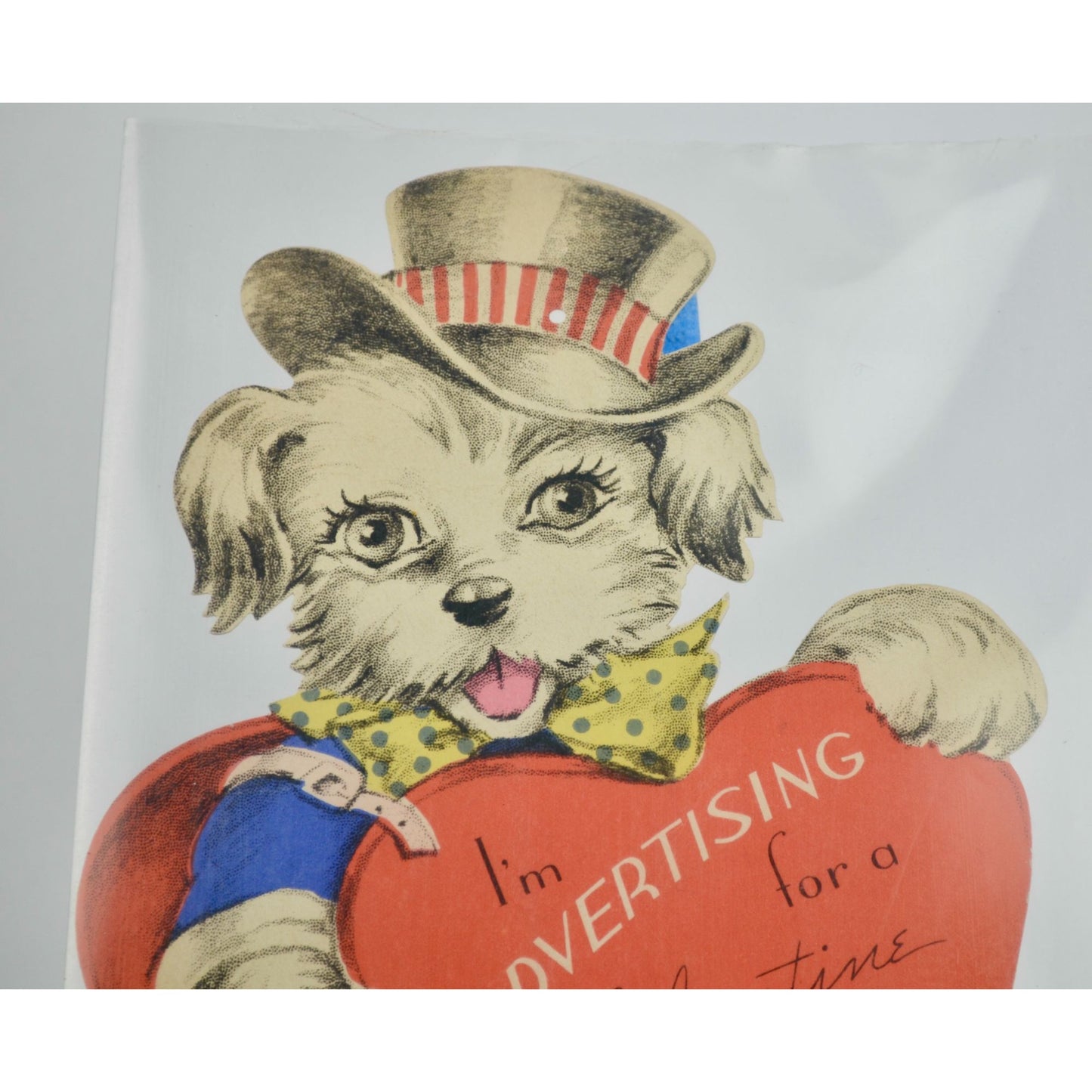 Vintage LARGE Card I'm Advertising for a Valentine Like You 11.75 x 7.5"