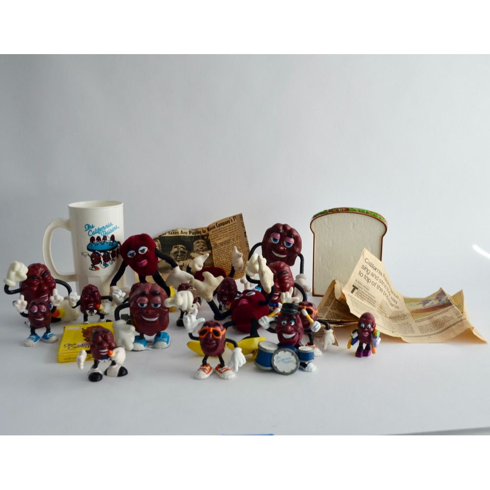 California Raisins Large Lot Mug Figures Accessories Cards Vintage