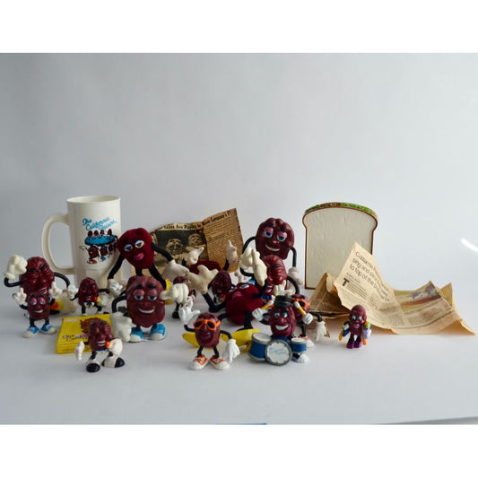 California Raisins Large Lot Mug Figures Accessories Cards Vintage