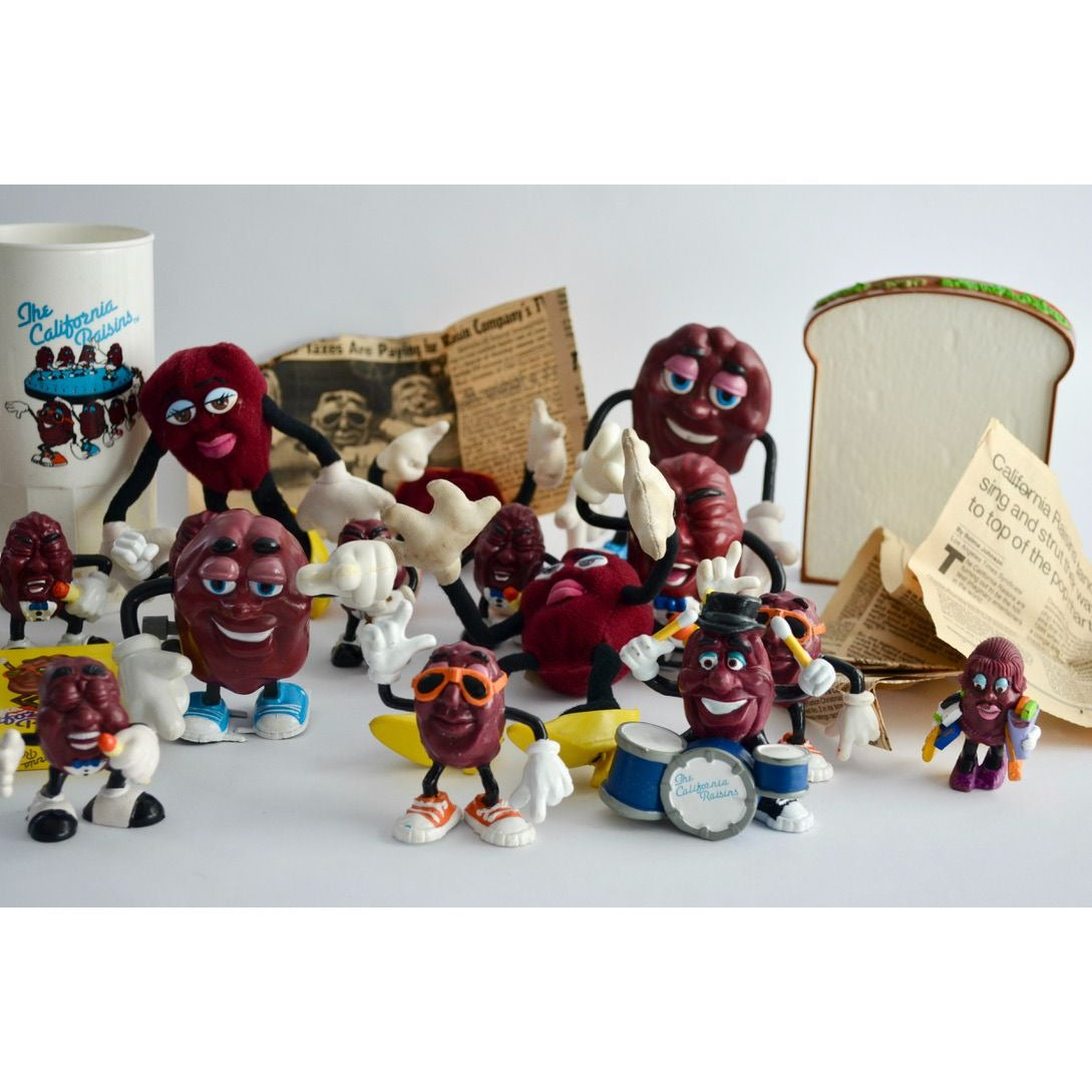 California Raisins Large Lot Mug Figures Accessories Cards Vintage
