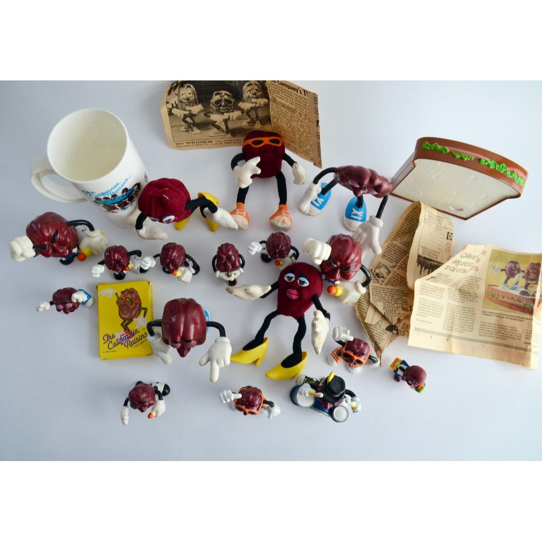 California Raisins Large Lot Mug Figures Accessories Cards Vintage