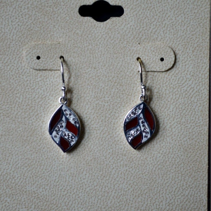 American Classic Genuine Carnelian Fine Silver Plated Drop Leaf Earrings New