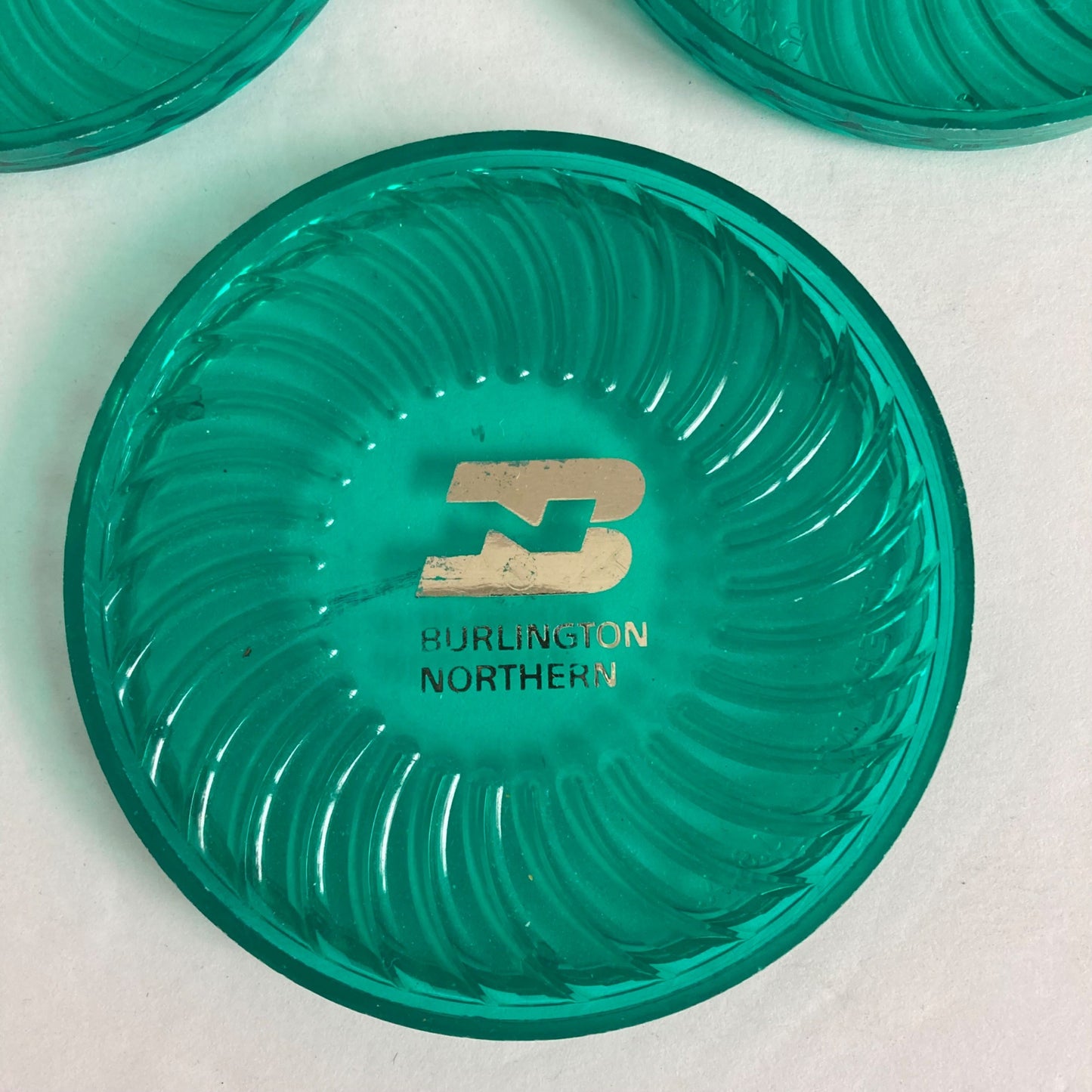 Lot 5 Burlington Northern Green Plastic Coasters Set