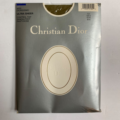 Christian Dior Vintage Diorissimo Ultra Sheer Pantyhose Sandalfoot Control Top 4533 Olive