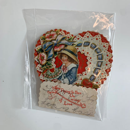 Vintage Valentine's Card Flying to Thee on Wings of Love