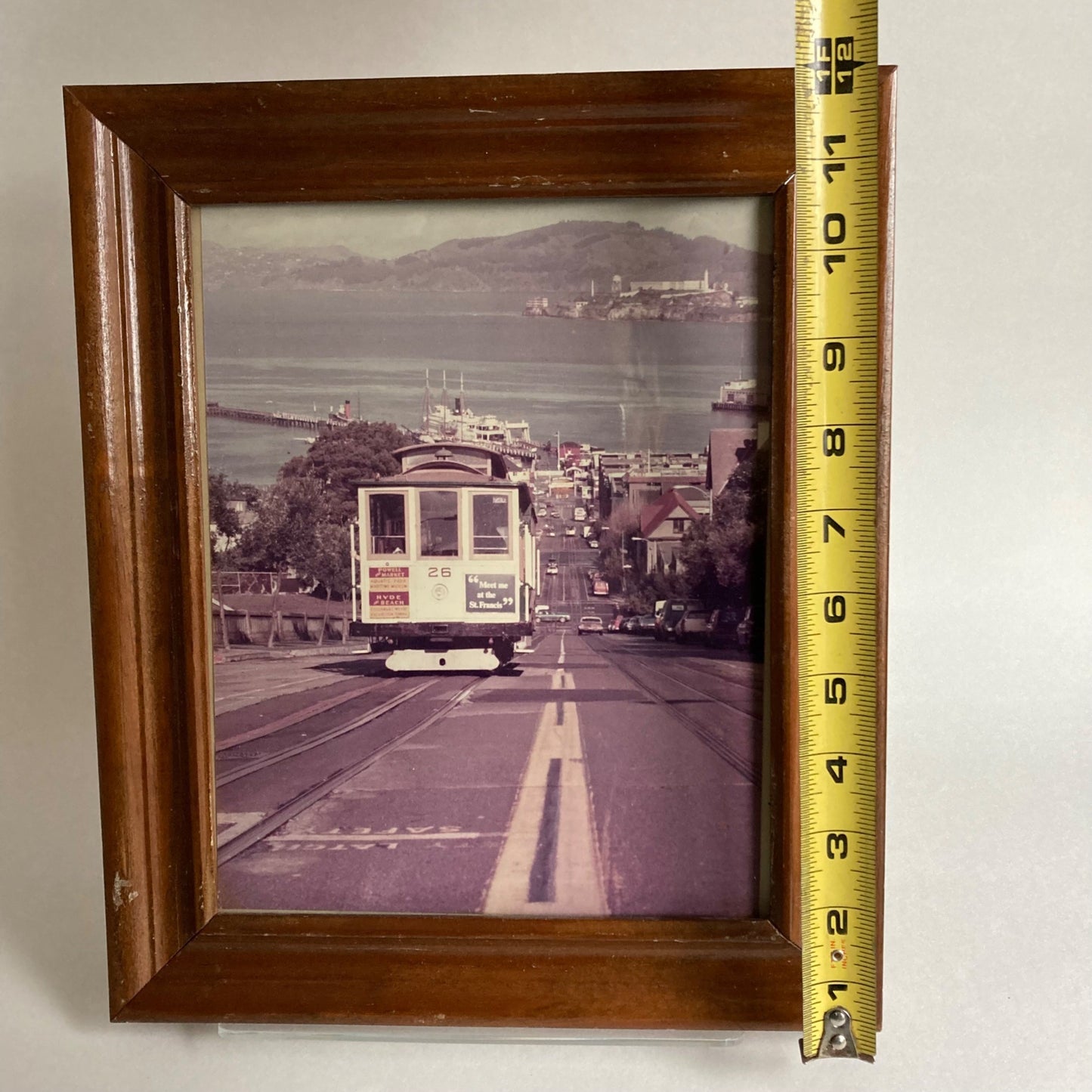 Vintage San Francisco Framed Photograph Trolley Car Alcatraz CA California