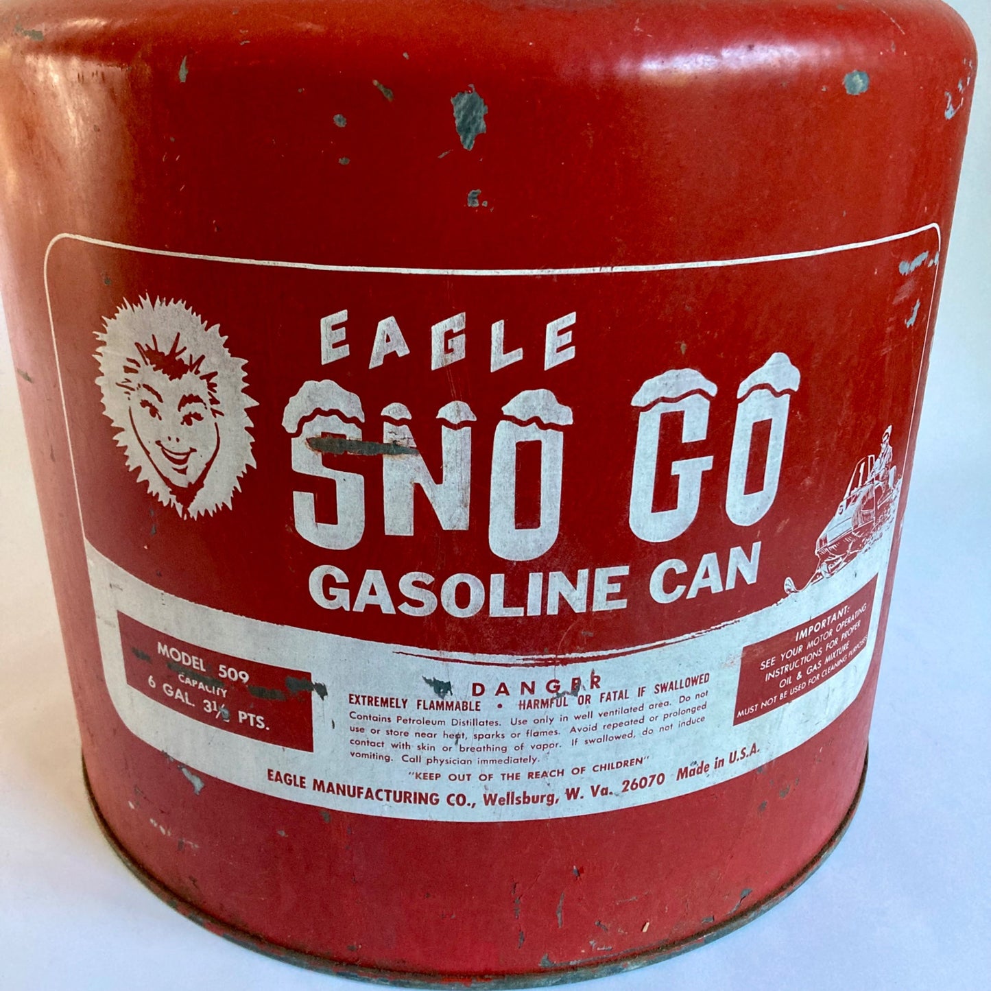 Vintage Eagle Boat Boy No. 506 / Sno Go No. 509 Gas Can 6 Gallon RARE
