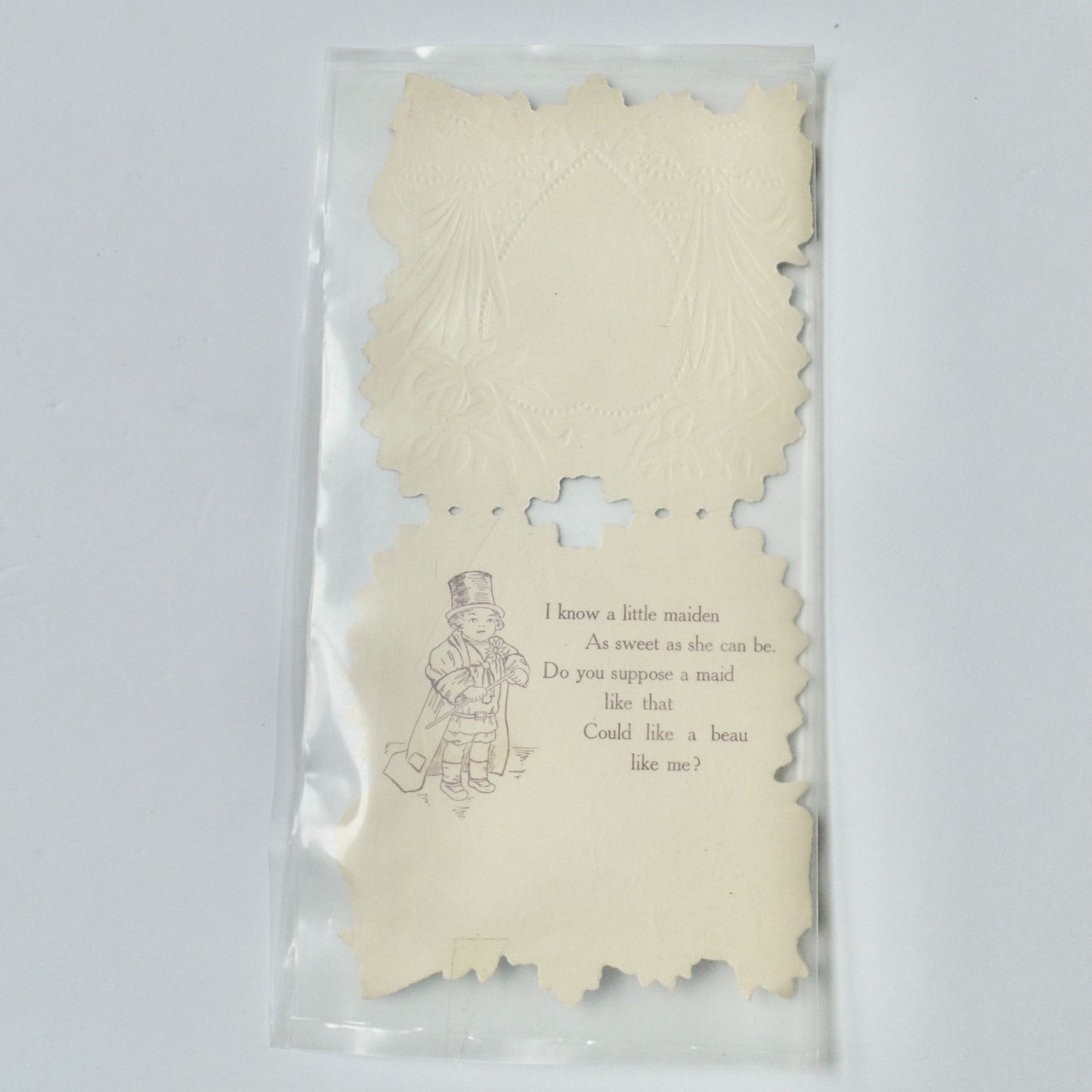 Vintage Valentine Card Girl Dog Little Maiden Beau