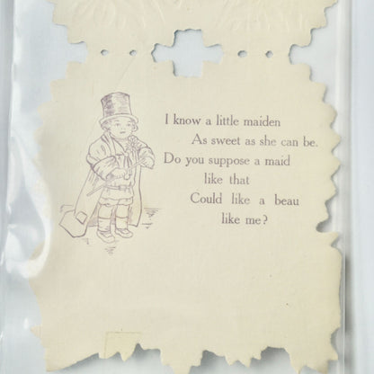 Vintage Valentine Card Girl Dog Little Maiden Beau