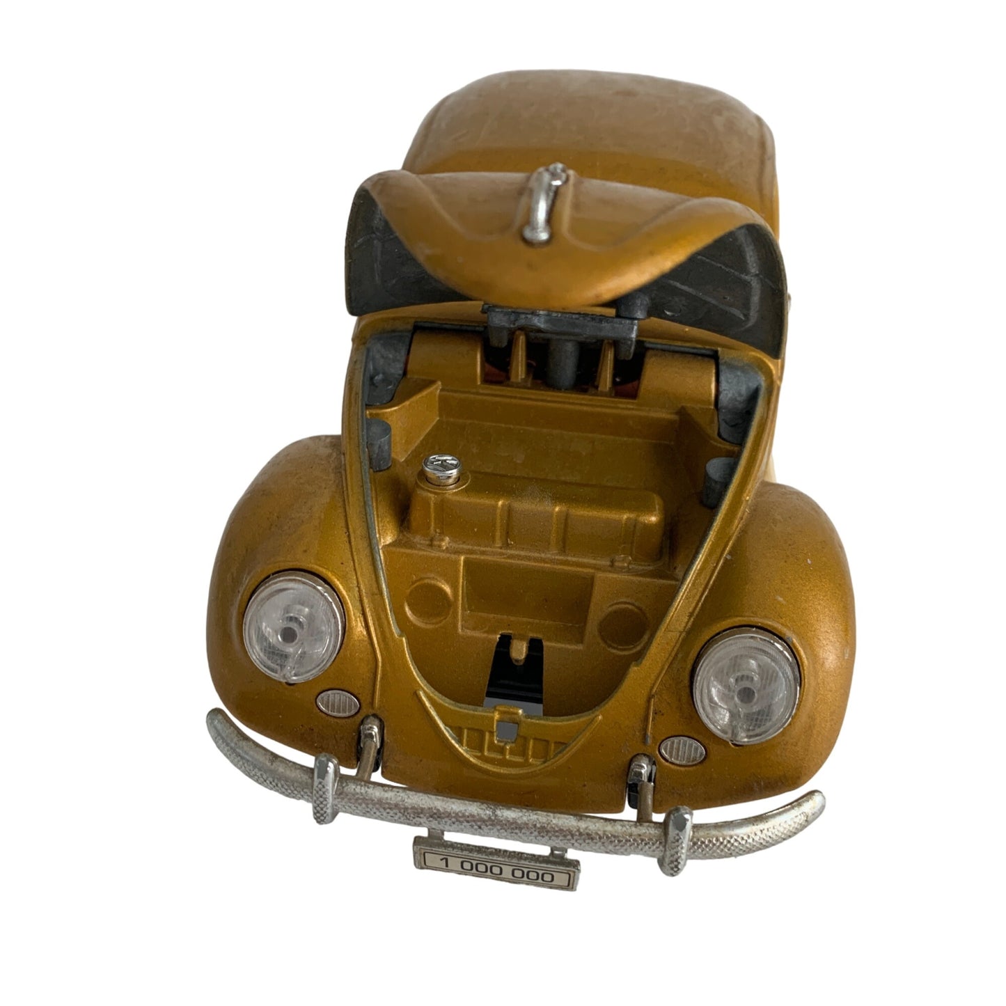 Burago 1955 Gold Volkswagon Beetle Diecast Car with Stand