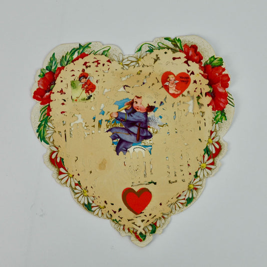 Antique Heart Paper Lace Valentine's Day Card Floral