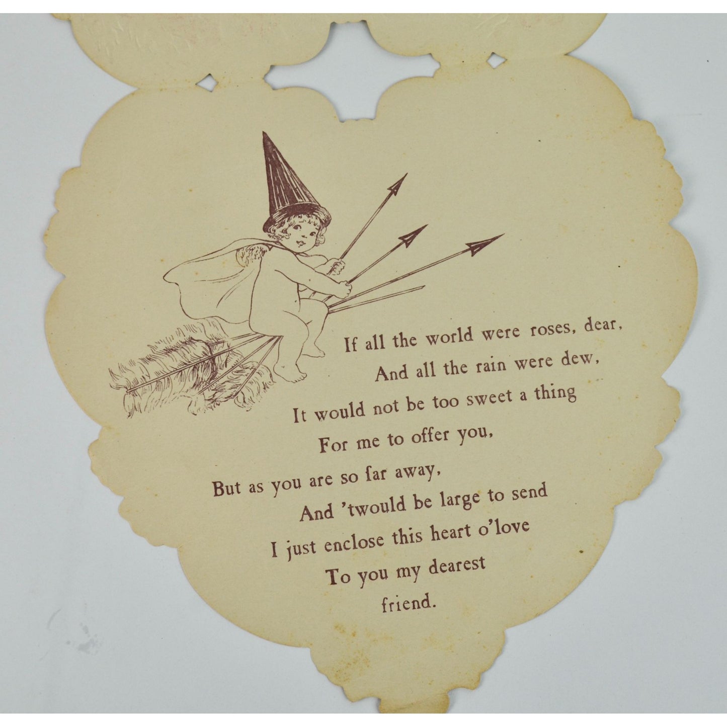 Antique Heart Paper Lace Valentine's Day Card Floral