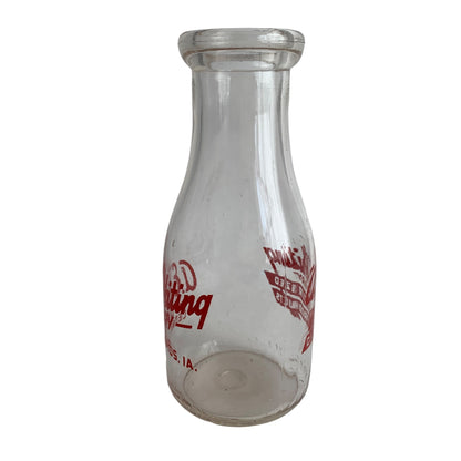 A. E. Whiting Dairy Glass Bottle One Pint Cedar Rapids Iowa