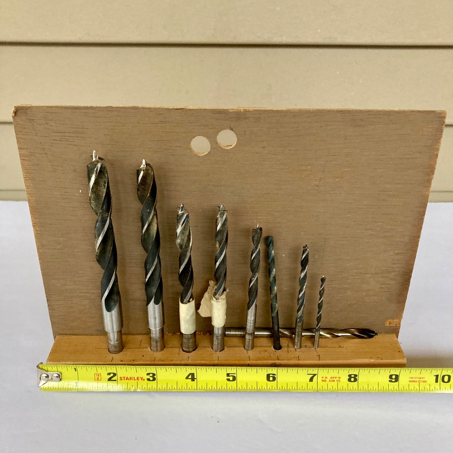 Lot 9 Vintage Drill Bit Set Stand Wood Drill