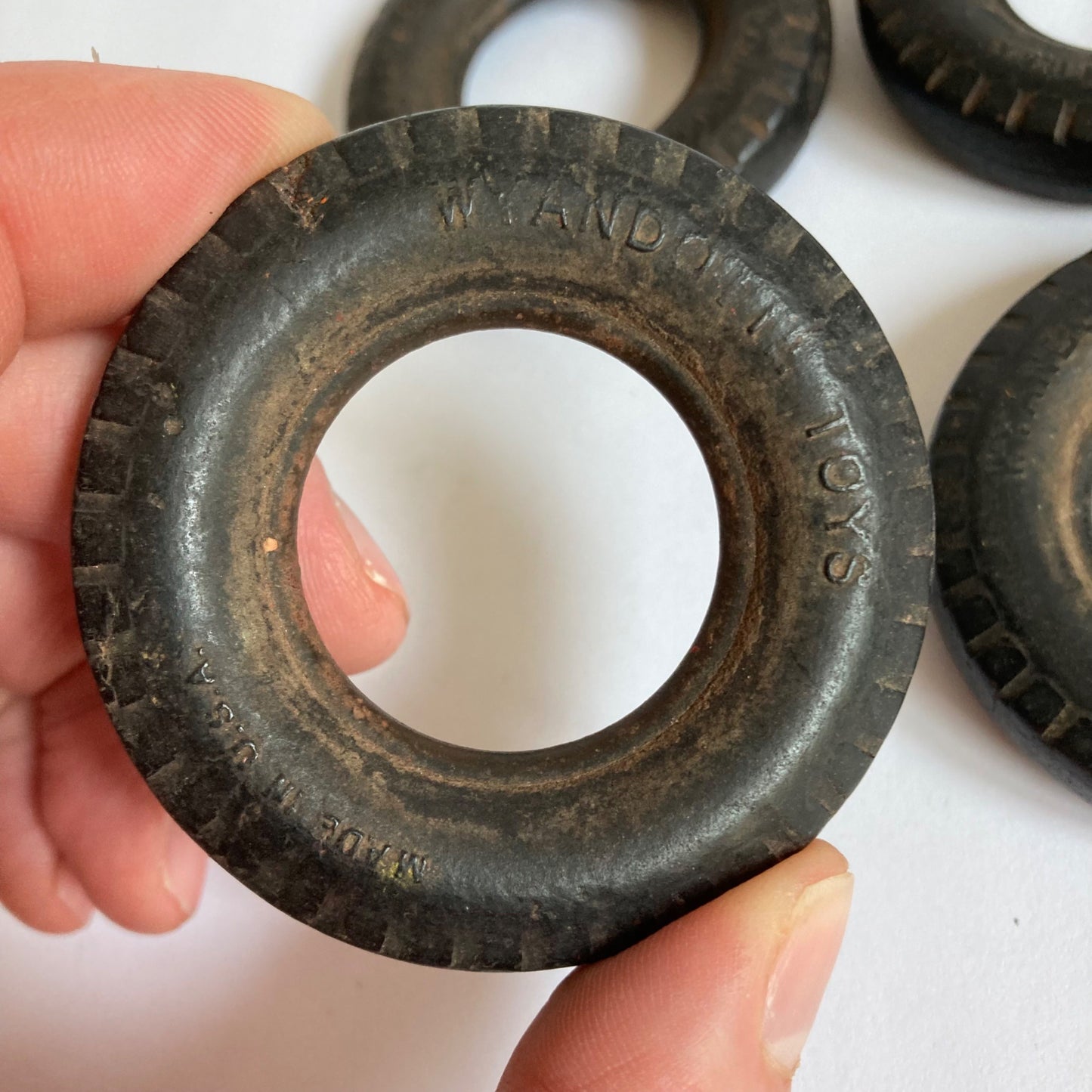 Vintage Set 4 Wyandotte Toys 2.5 Inch Tires Hard Rubber Black