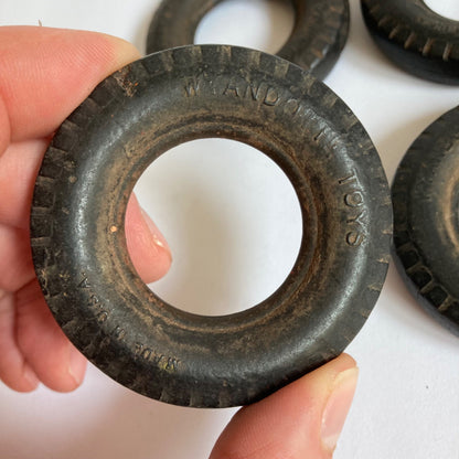 Vintage Set 4 Wyandotte Toys 2.5 Inch Tires Hard Rubber Black