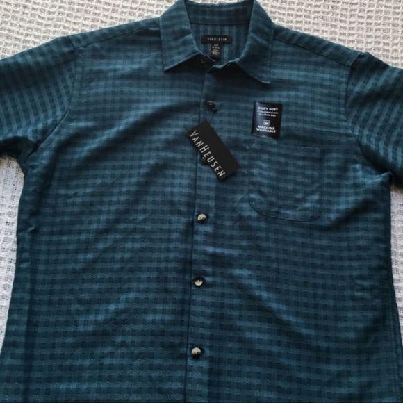 New Van Heusen Classic-Fit Grid Button-Down Shirt Small