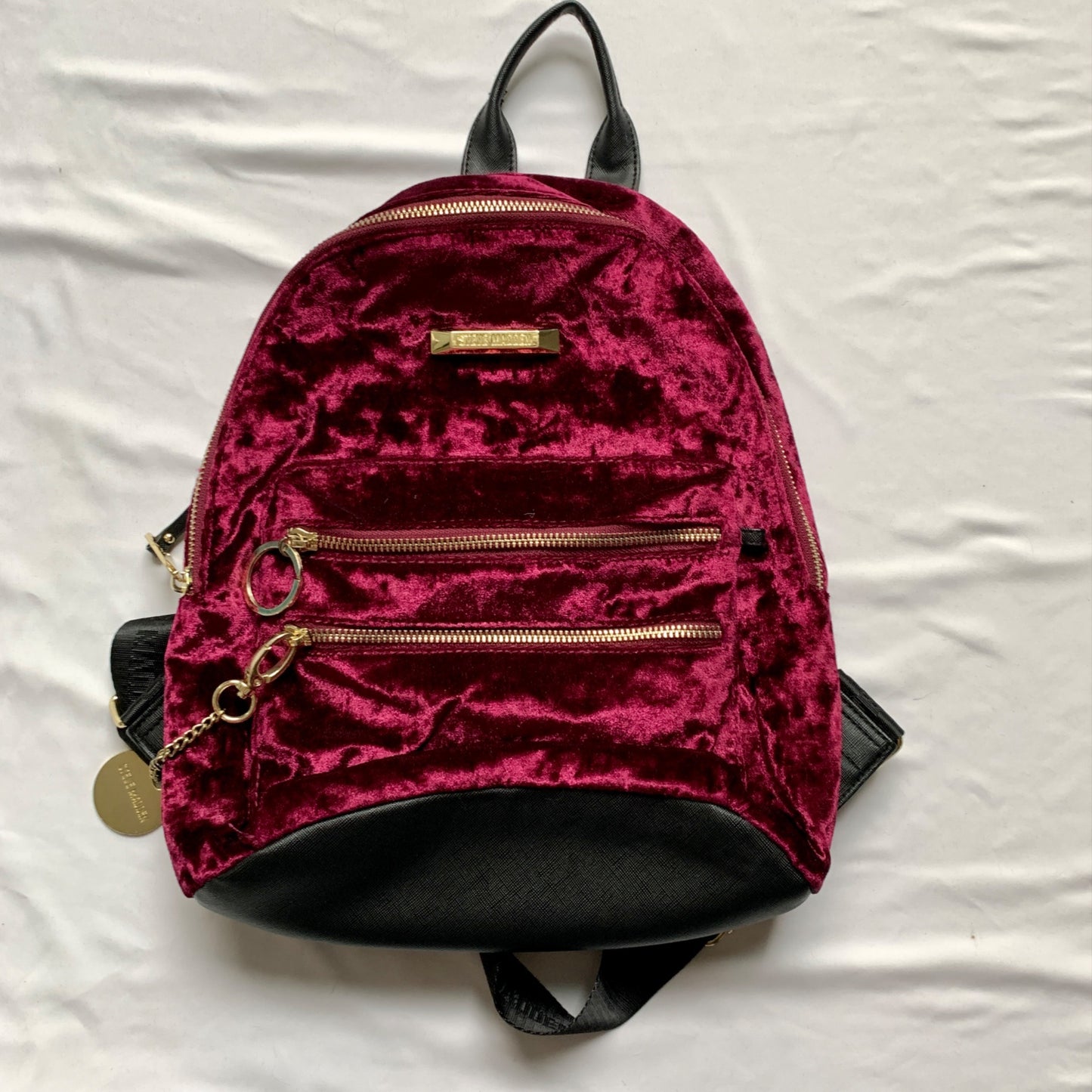 Steve Madden Purple Crushed Velvet Backpack