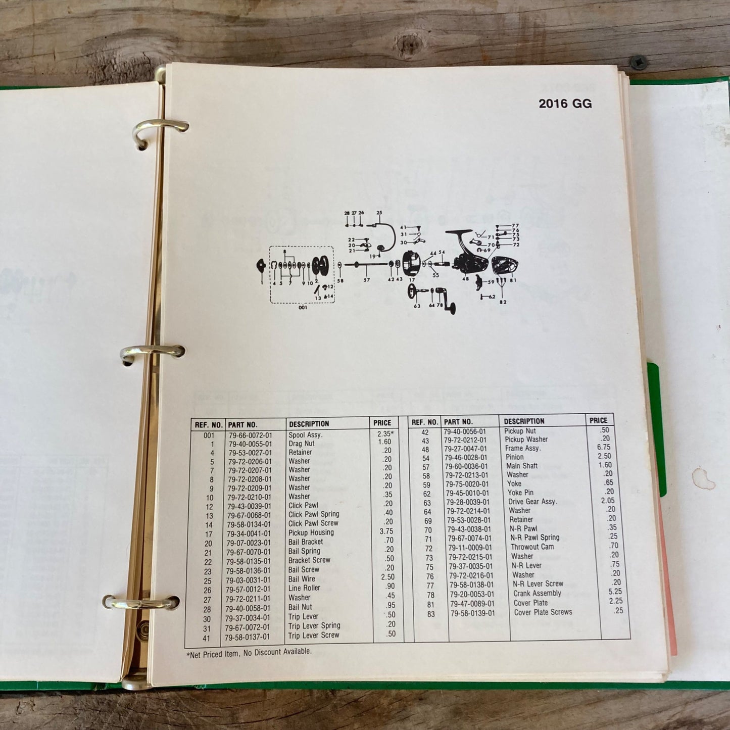 Vintage Shakespeare Repair Parts, Price List, for Reels & Electric Motors Manual