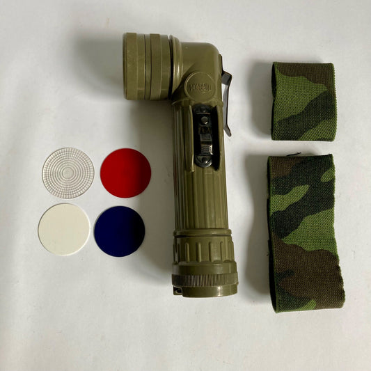 US Military Issue OD Green Fulton Angle Head Flashlight TESTED & WORKS! Army