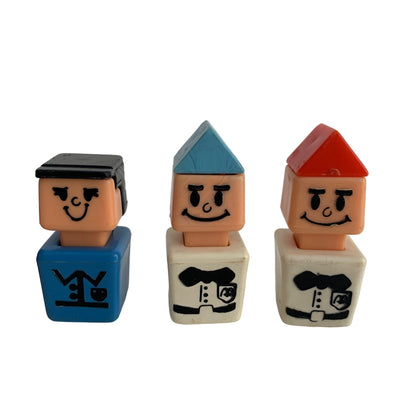 Playskool Square Block Head People Set of 6 Vintage