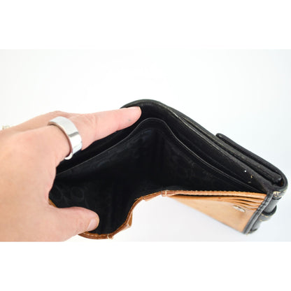Coach Vintage Black Leather Bifold Wallet Visible Stitching Nickel Hardware Soho Y2K