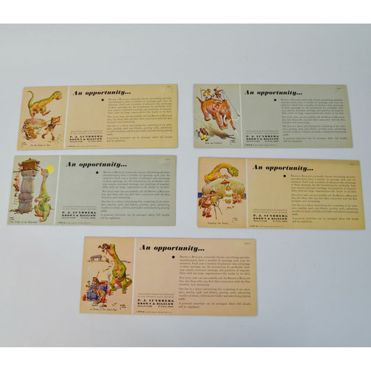 5 Vintage 1933 Brown & Bigelow Ink Blotters Prehistoric Dinosaurs Cavemen Lot-1