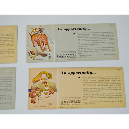 5 Vintage 1933 Brown & Bigelow Ink Blotters Prehistoric Dinosaurs Cavemen Lot-1