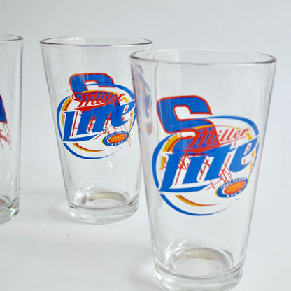 Set of 4 Vintage Miller Lite Rusty Wallace #2 Beer Glasses NASCAR Auto Racing
