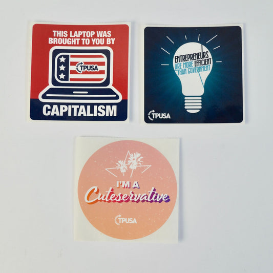 TPUSA Charlie Kirk Stickers Lot of 3 NEW No Duplicates