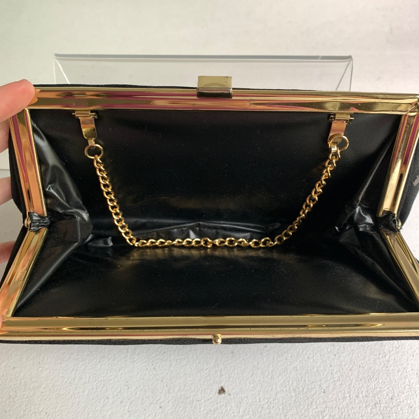 Vintage Black Frame Gold Chain 1950s 1960s Clutch