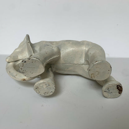 Vintage Cast Metal Painted White Elephant Figurine