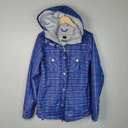 Nike Women's Bellevue Blue Plaid Snowboard Jacket Medium