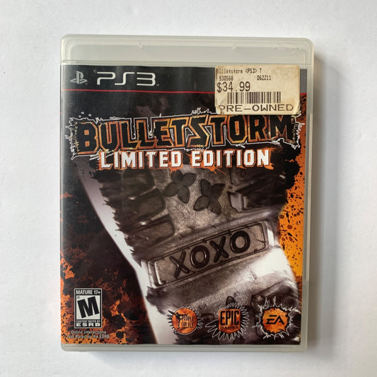 PS3 BulletStorm Bullet Storm Limited Edition Video Game Disc Case & Manual