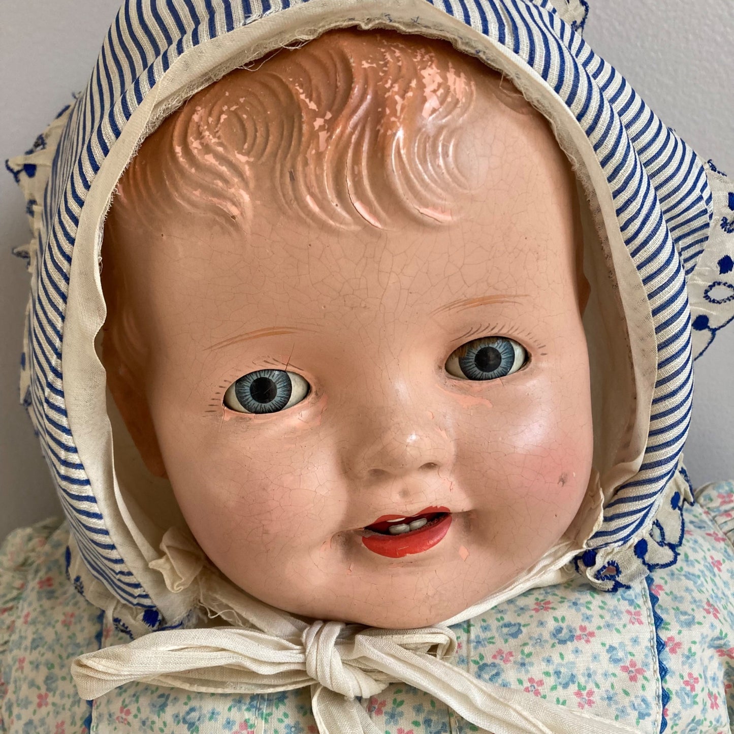 Antique 25" Doll Baby Eyes Open & Close Kinda Creepy!