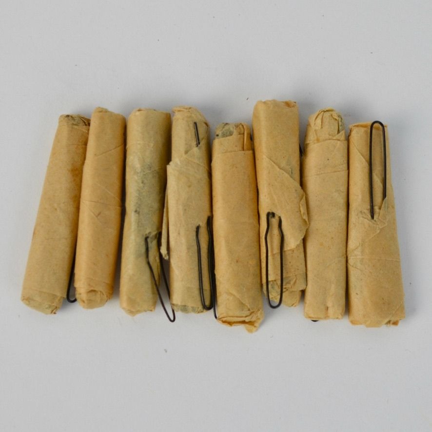 Vintage Rolled Paper Wrapped Hairpins Set Of 8