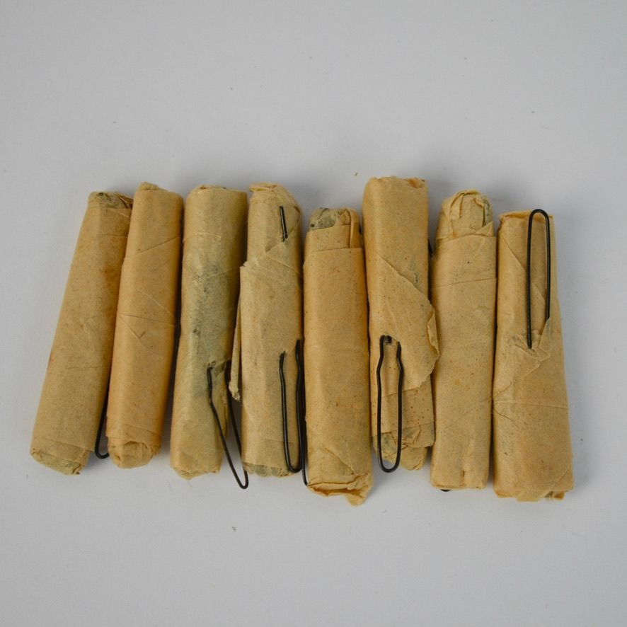 Vintage Rolled Paper Wrapped Hairpins Set Of 8