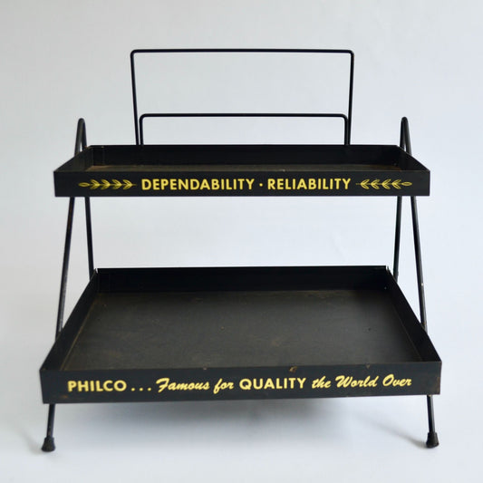 Vintage Philco Radio Tube Store Display Metal 2-Shelf Advertising