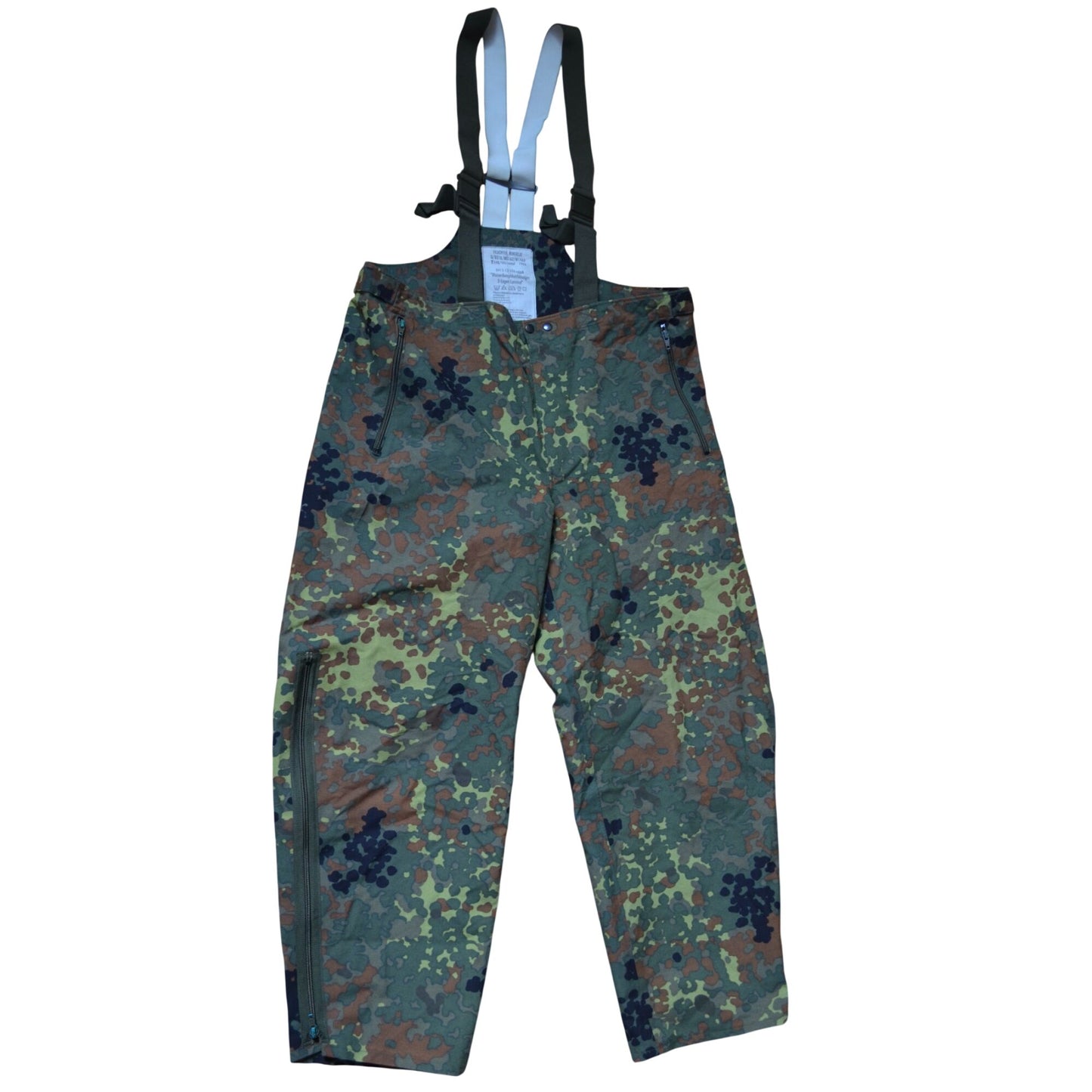 German Military Bibs Men’s Size 48/50 Flecktarn Camo Waterproof