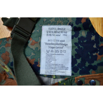 German Military Bibs Men’s Size 48/50 Flecktarn Camo Waterproof